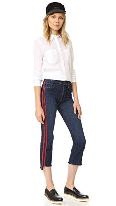 Shop Mother The Insider Crop Step Fray Jeans In Speed Racer