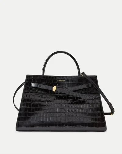 Veronica Beard Dash Belted Croc-embossed Leather Shoulder Bag In Pattern