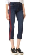 Mother The Insider Crop Step Fray Striped Jeans In Speed Racer