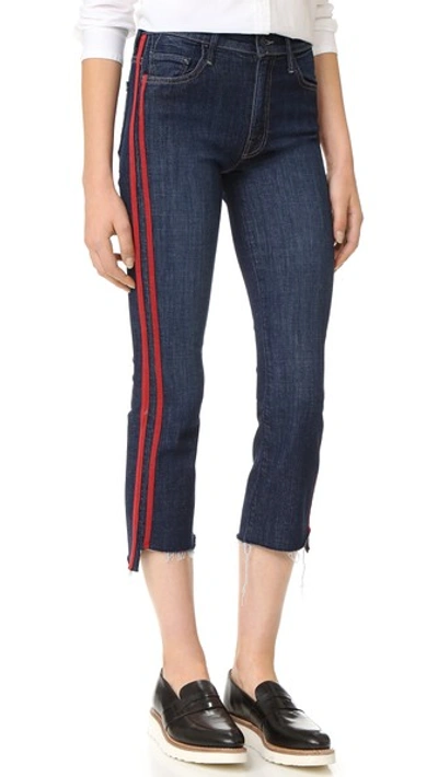 Mother The Insider Crop Step Fray Striped Jeans In Sra
