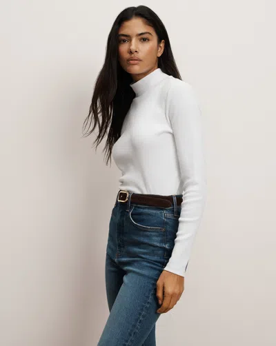 Veronica Beard Nate Mock-neck Top In White
