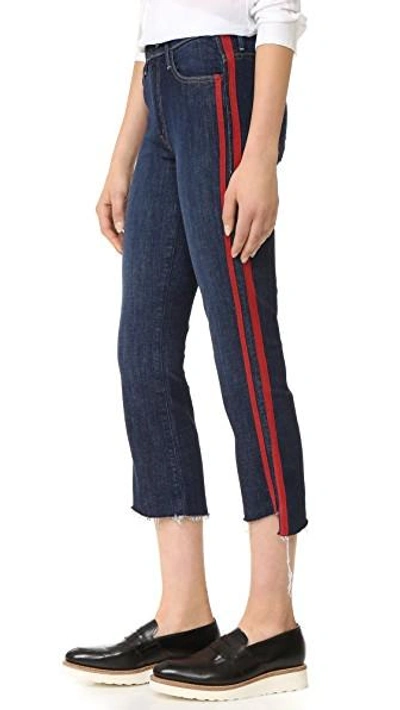 Shop Mother The Insider Crop Step Fray Jeans In Speed Racer