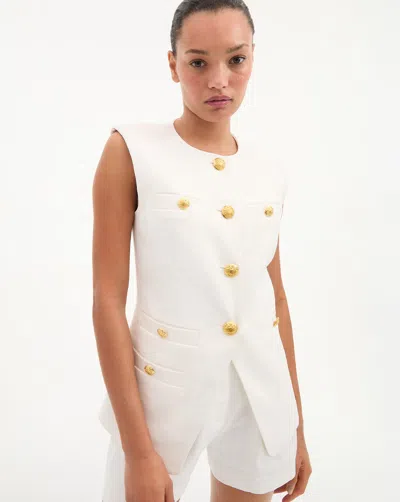 Veronica Beard Tamara Sleeveless Waistcoat In White