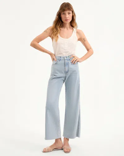 Veronica Beard Taylor Cropped High Rise Wide Leg Jean In Pale Stone In Blue