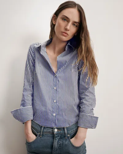 Veronica Beard Amelia Stripe Cotton Blend Button-up Shirt In Multi