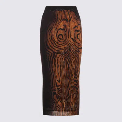 Jean Paul Gaultier Animal Print High Waist Sheer Overlay Skirt In Black