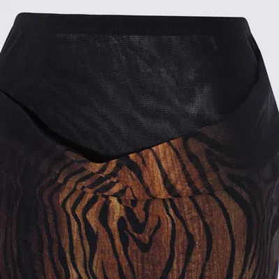 Jean Paul Gaultier Animal Print High Waist Sheer Overlay Skirt In Black