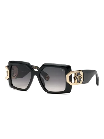 Philipp Plein Eyewear Eckige Sonnenbrille Mit Logo In Black