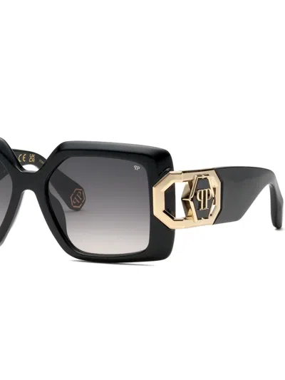 Philipp Plein Eyewear Eckige Sonnenbrille Mit Logo In Black