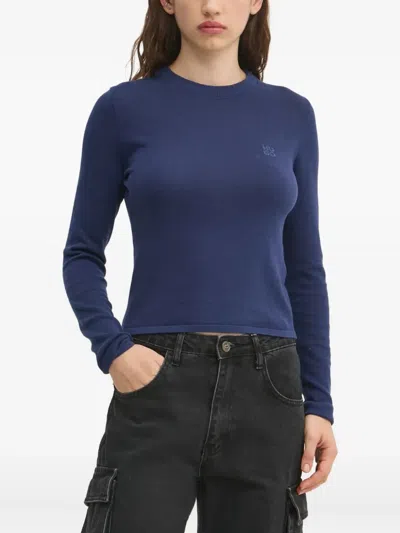 Hugo Boss Logo-embroidered Sweater In Blue