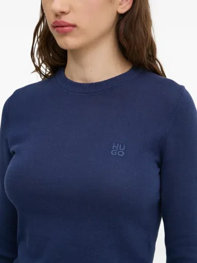 Hugo Boss Logo-embroidered Sweater In Blue