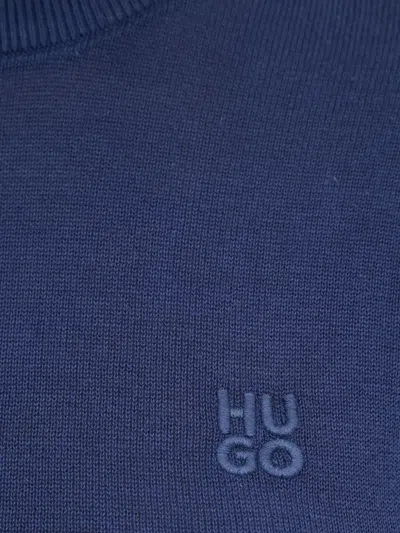 Hugo Boss Logo-embroidered Sweater In Blue