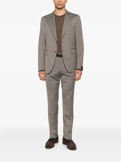 Tagliatore Single-breasted Suit In Brown