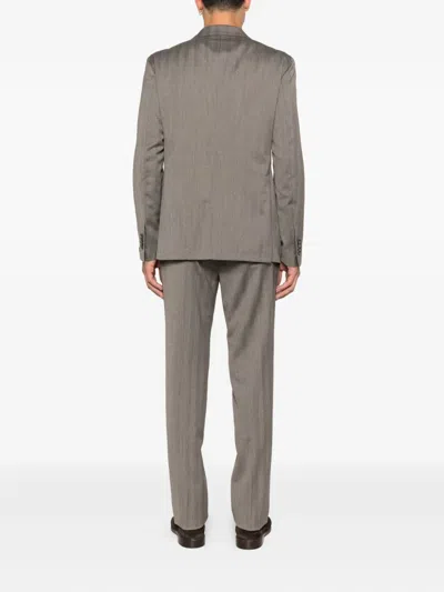 Tagliatore Single-breasted Suit In Brown