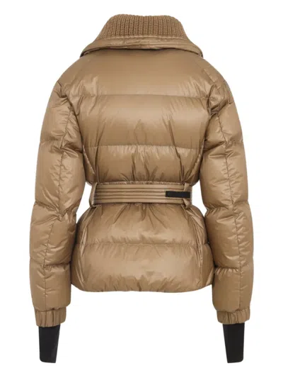 Moncler Polyamide Padded Jacket Adjustable Belt In Brown