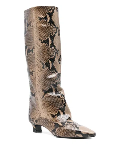 The Seller Low Heels Boots In Beige Leather In Neutral