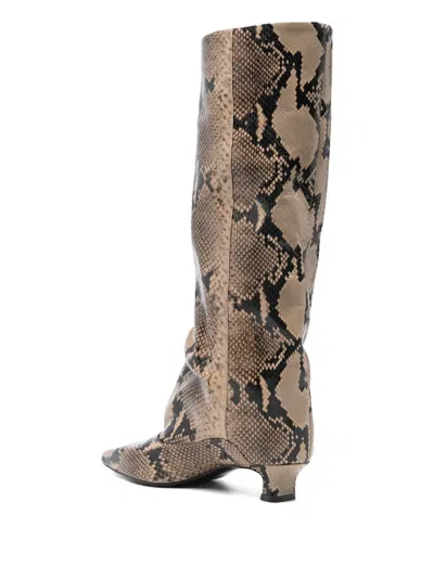 The Seller Low Heels Boots In Beige Leather In Neutral