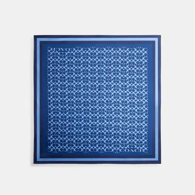 Coach Signature Silk Square Scarf In Blue