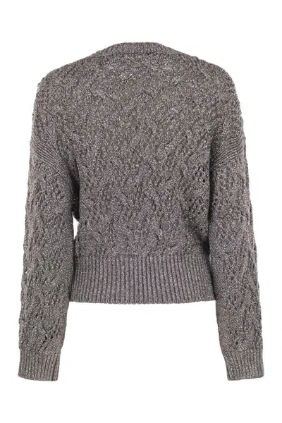 Max Mara Studio Pilade Lurex Knit Sweater In Gray