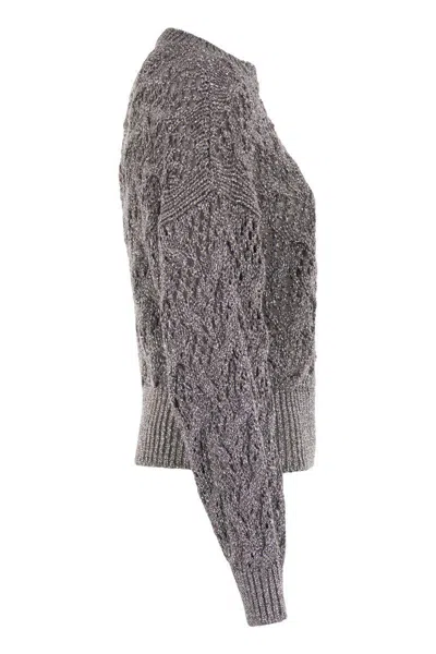 Max Mara Studio Pilade Lurex Knit Sweater In Gray