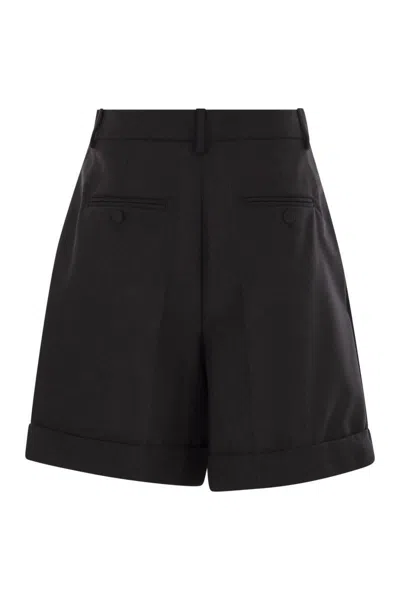 Weekend Max Mara Bussola1234 - Wool Canvas Bermuda Shorts In Black