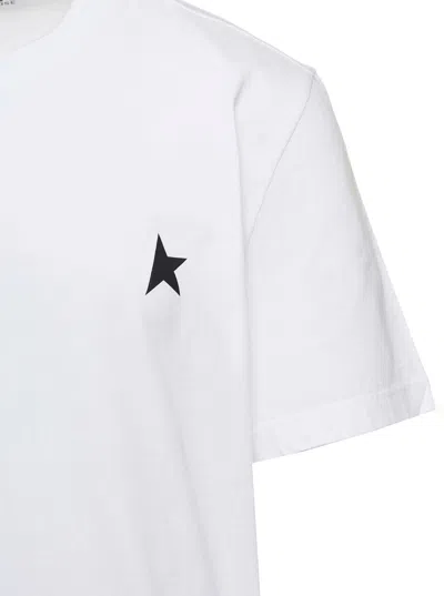 Golden Goose White T-shirt With Round Neck And One Star Logo Print On The Front In Cotton Man