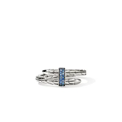 John Hardy Sterling Silver Spear Blue Sapphire Coil Ring In White