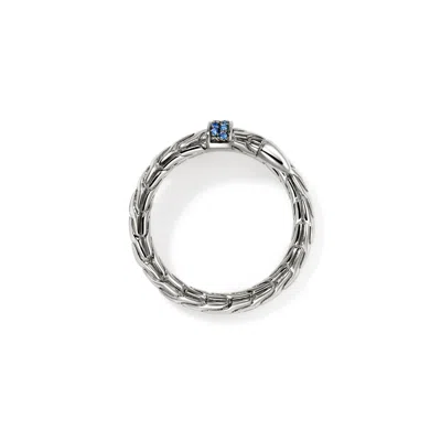 John Hardy Sterling Silver Spear Blue Sapphire Coil Ring In White