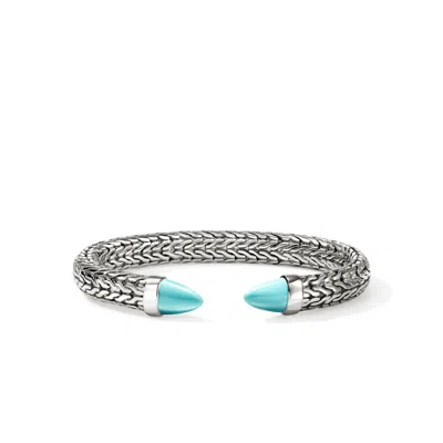 John Hardy Sterling Silver Turquoise Spear 50 Flex Cuff In Metallic