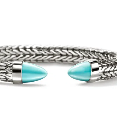John Hardy Sterling Silver Turquoise Spear 50 Flex Cuff In Metallic