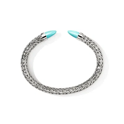 John Hardy Sterling Silver Turquoise Spear 50 Flex Cuff In Metallic