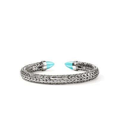 John Hardy Sterling Silver Turquoise Spear 50 Flex Cuff In Metallic