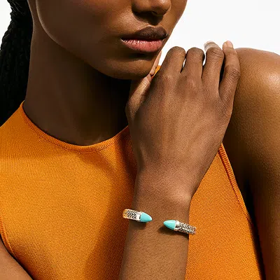 John Hardy Sterling Silver Turquoise Spear 50 Flex Cuff In Metallic