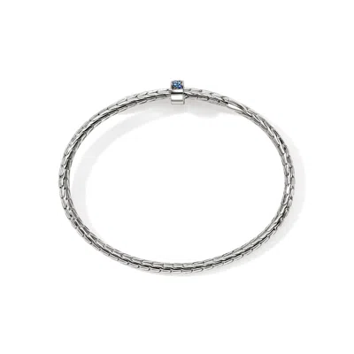 John Hardy Sterling Silver Spear Blue Sapphire Coil Cuff Bracelet In Silver