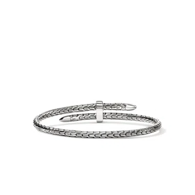 John Hardy Sterling Silver Spear Blue Sapphire Coil Cuff Bracelet In Silver