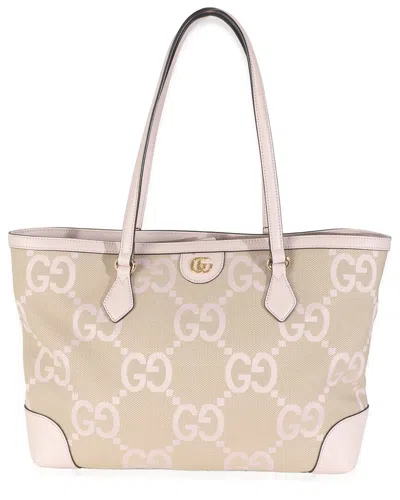 Gucci Beige/pink Monogram Jumbo Gg Canvas Textured Medium Ophidia Shopping  Tote (authentic Pre-love In Neutral