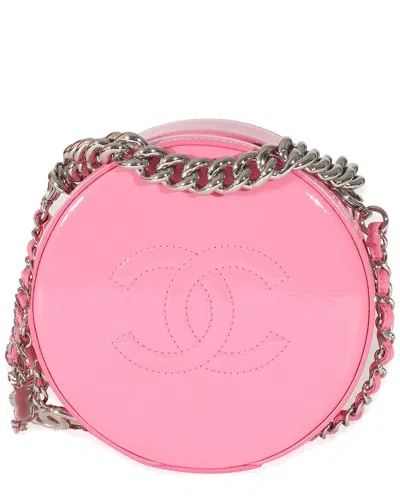 Pre-owned Chanel Pink Patent Lether Cc Round As Earth Bag (authentic Pre-loved)