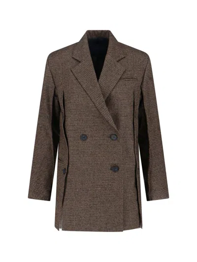 Eudon Choi Structured Tailored Brown Jacket With Classic Silhouette In Brown