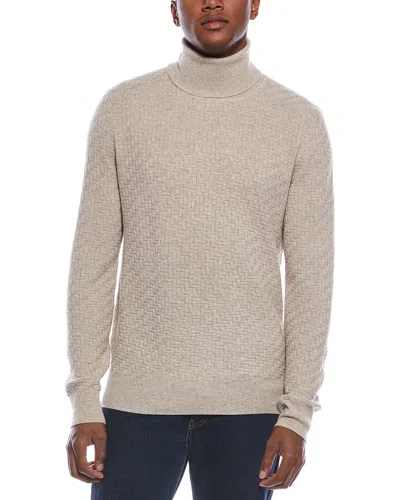 Kier + J Fancy Stitch Wool & Cashmere-blend Turtleneck Sweater In Neutral