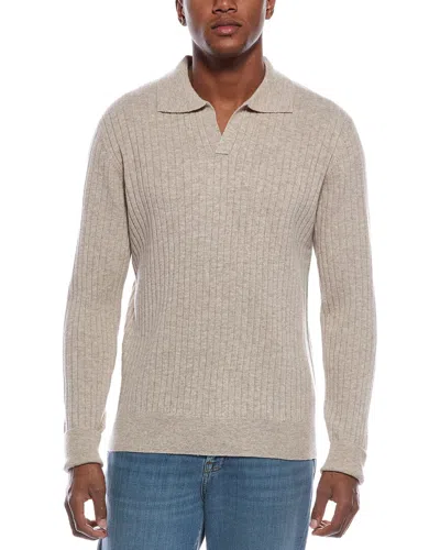 Kier + J Spread Collar Wool & Cashmere-blend Polo Sweater In Neutral