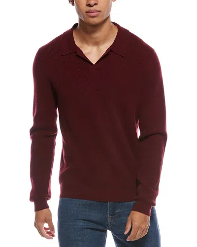 Amicale Cashmere Ribbed Cashmere Polo Shirt In Red