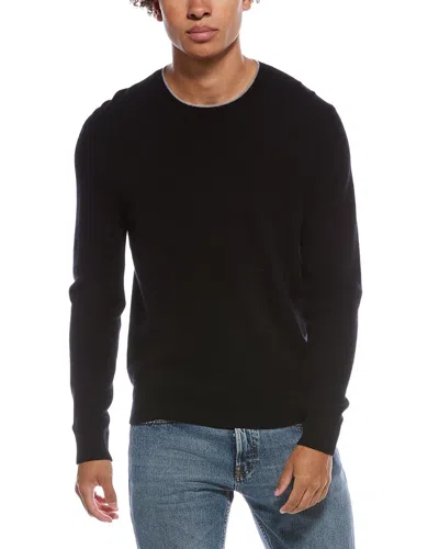 Amicale Cashmere Brioche Two-tone Cashmere Crewneck Sweater In Black