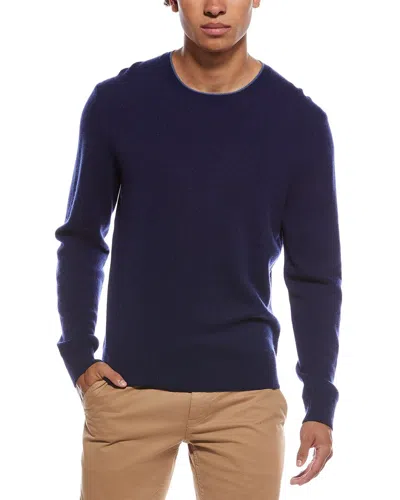 Amicale Cashmere Brioche Two-tone Cashmere Crewneck Sweater In Blue