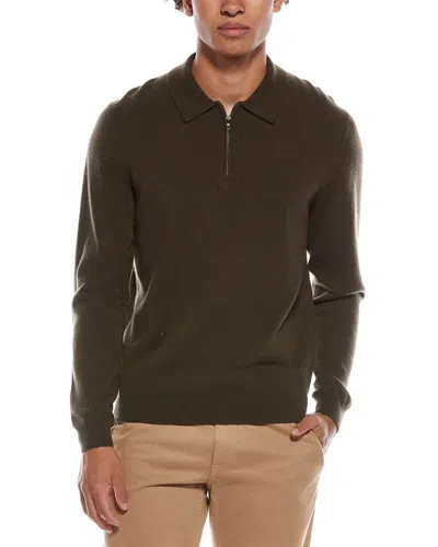 Amicale Cashmere 1/4-zip Cashmere Polo Sweater In Green