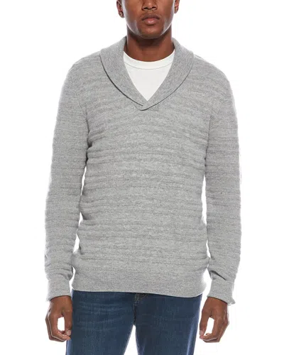 Kier + J Shawl Collar Fancy Stitch Wool & Cashmere-blend Pullover In Gray