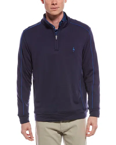 Tailorbyrd Textured Performance Quarter Zip Pullover In Blue