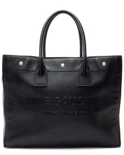 Saint Laurent Black Calfskin Rive Gauche Small Tote (authentic Pre-loved)