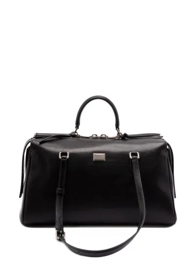 Dolce & Gabbana Calf Leather Shoulder Bag Vittoria Model In Black