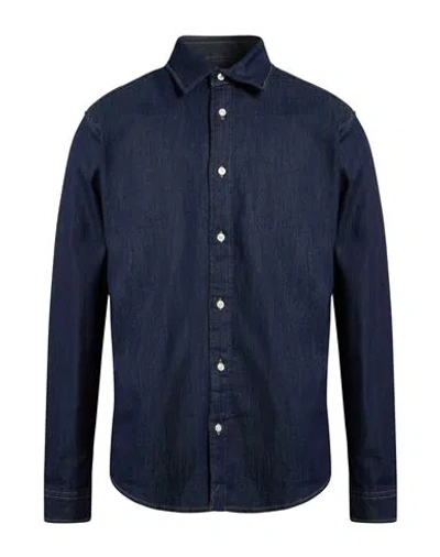 Jack & Jones Premium Man Denim Shirt Blue Size Xl Cotton, Elastane In Blue