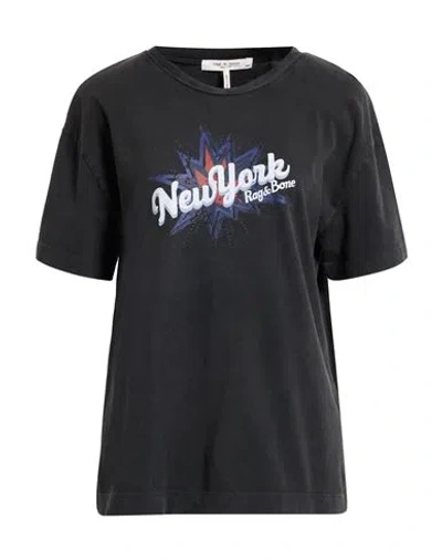Rag & Bone Woman T-shirt Charcoal Size L Cotton In Black